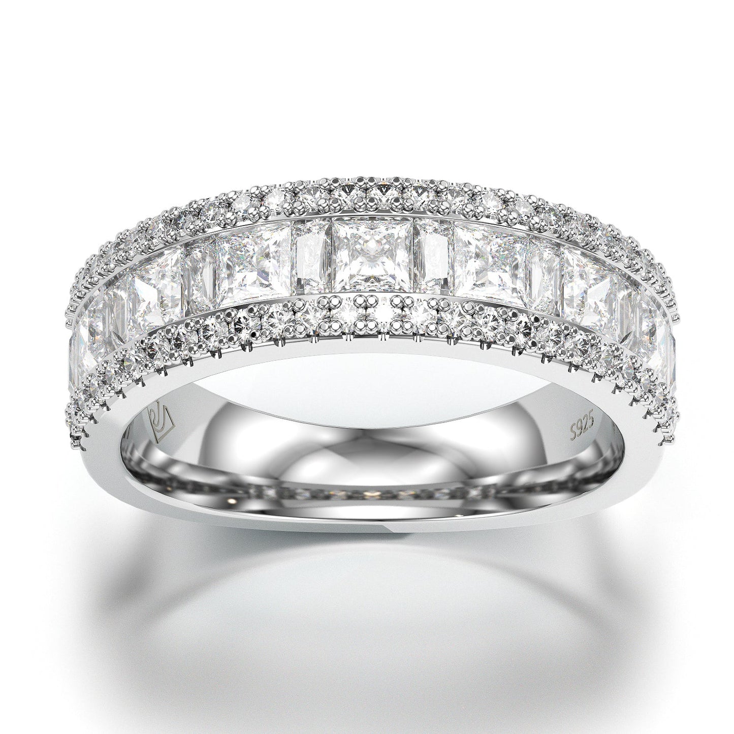 Jzora handmade round cut diamond sterling silver vintage bridal set