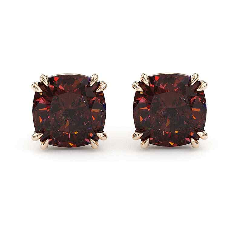 Jzora handmade 4ct D-coffee cushion cut vintage sterling silver earrings