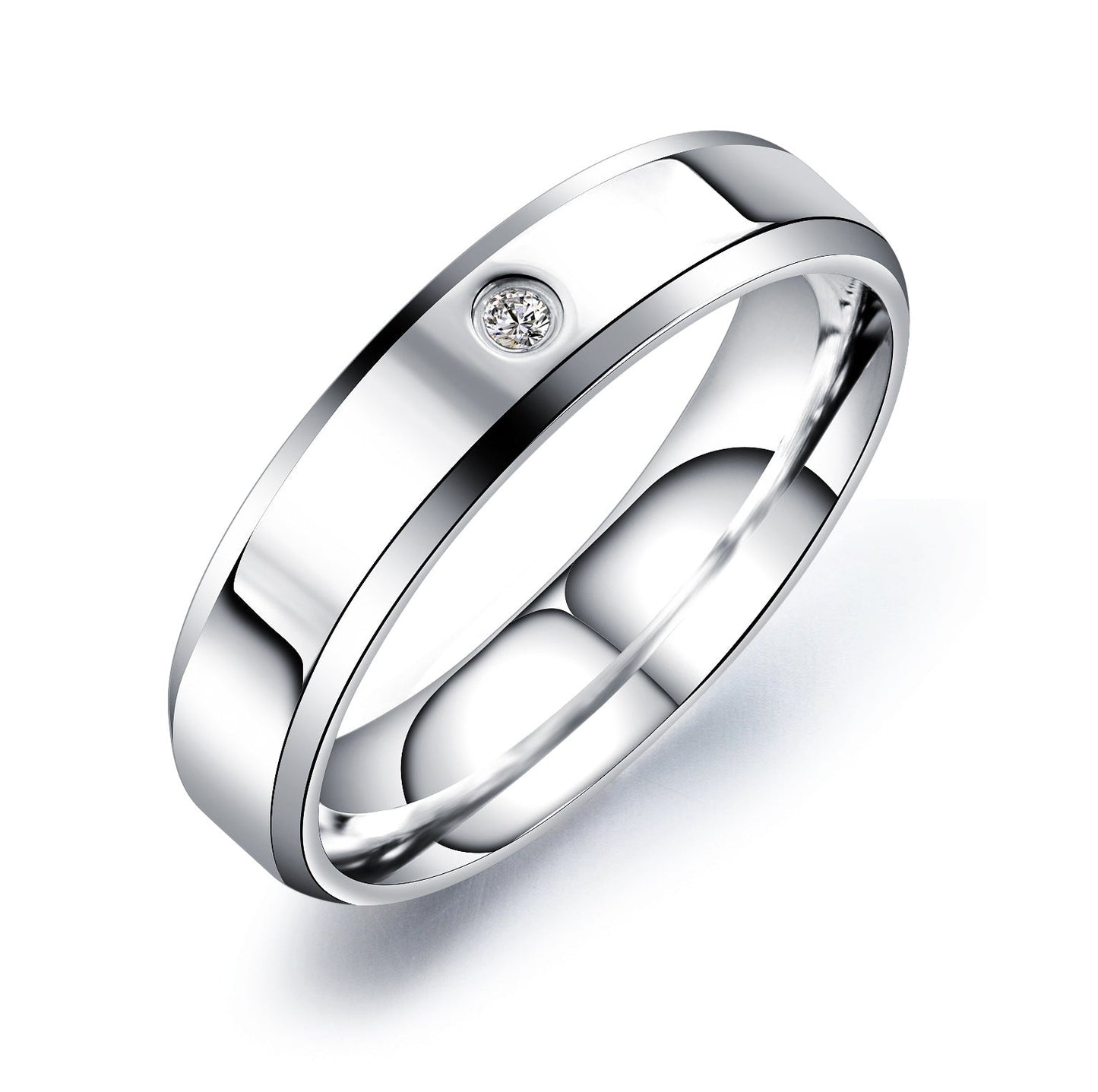 Jzora Handmade Round Cut Titanium Simple Band Set Couple Rings