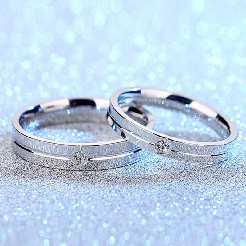 Jzora Handmade Round Cut Forever Love Sterling Silver Couple Rings