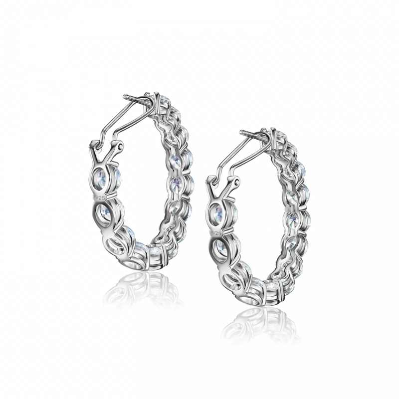 Jzora handmade white round cut vintage style sterling silver earrings