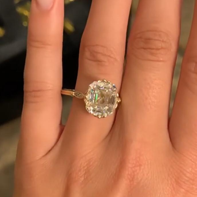 Jzora 6.5ct asscher cut  vintage  sterling silver engagement ring