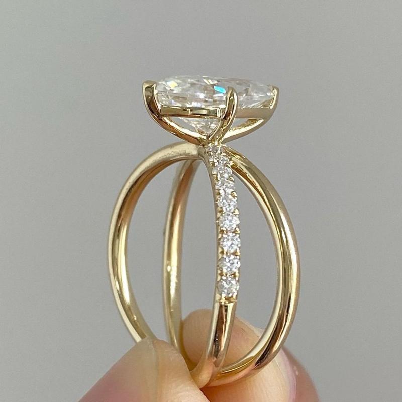Jzora handmade 3 ct gold marquise cut stunning sterling silver engagement ring