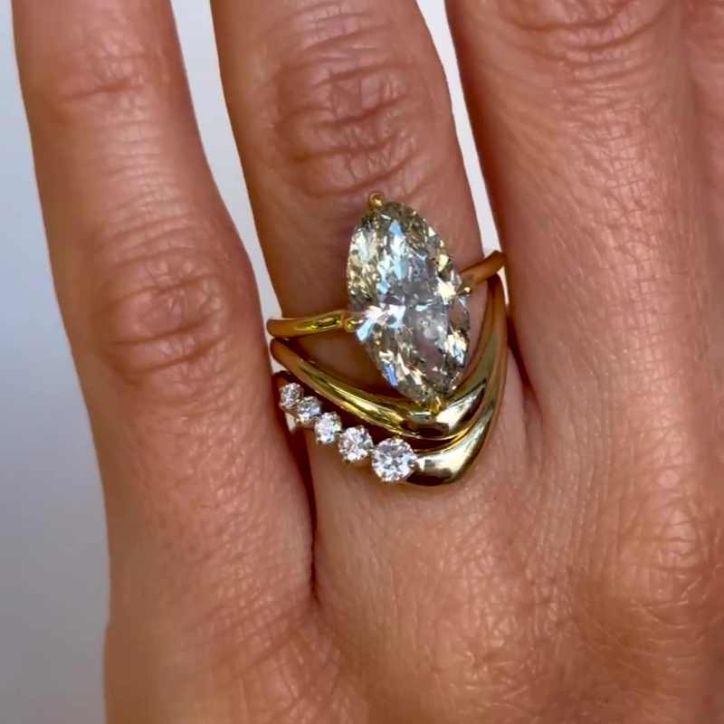 Jzora handmade gold oval cut brilliant sterling silver wedding bridal ring set