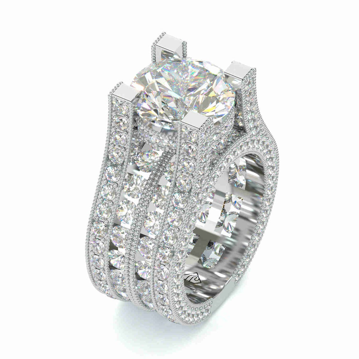 Jzora handmade 5ct brilliant round created diamond sterling silver engagement ring