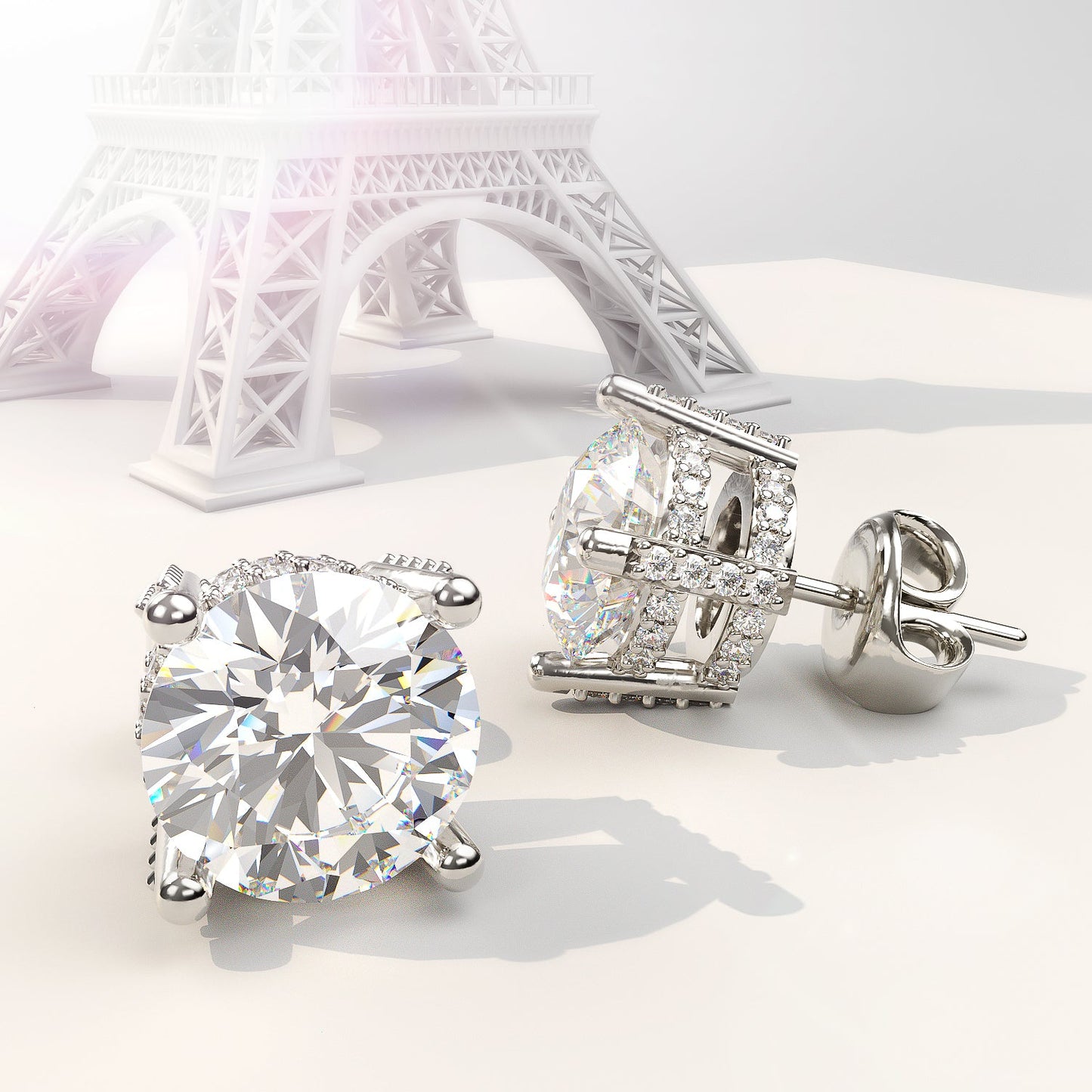 Jzora Classic 2ct round cut Sterling Silver Stud Earrings