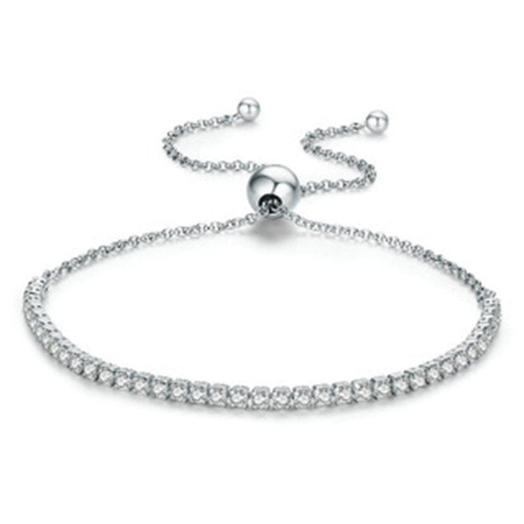 Jzora handmade round cut simple style sterling silver tennis bracelet