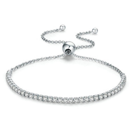 Jzora handmade round cut simple style sterling silver tennis bracelet