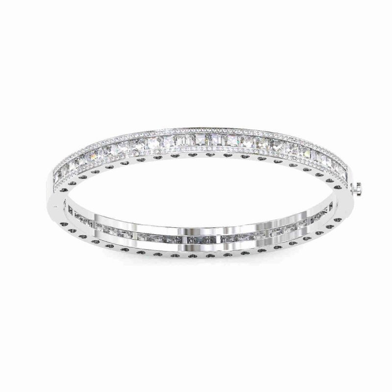 Jzora handmade Princess Cut Sterling Silver Tennis Bracelet