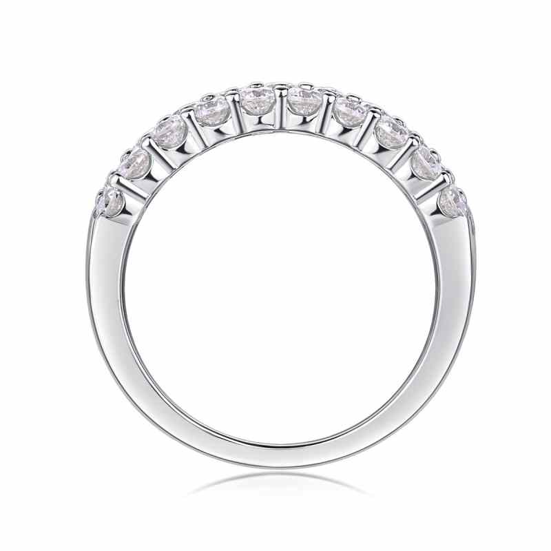 Jzora handmade round cut Moissanite sterling silver wedding women's band