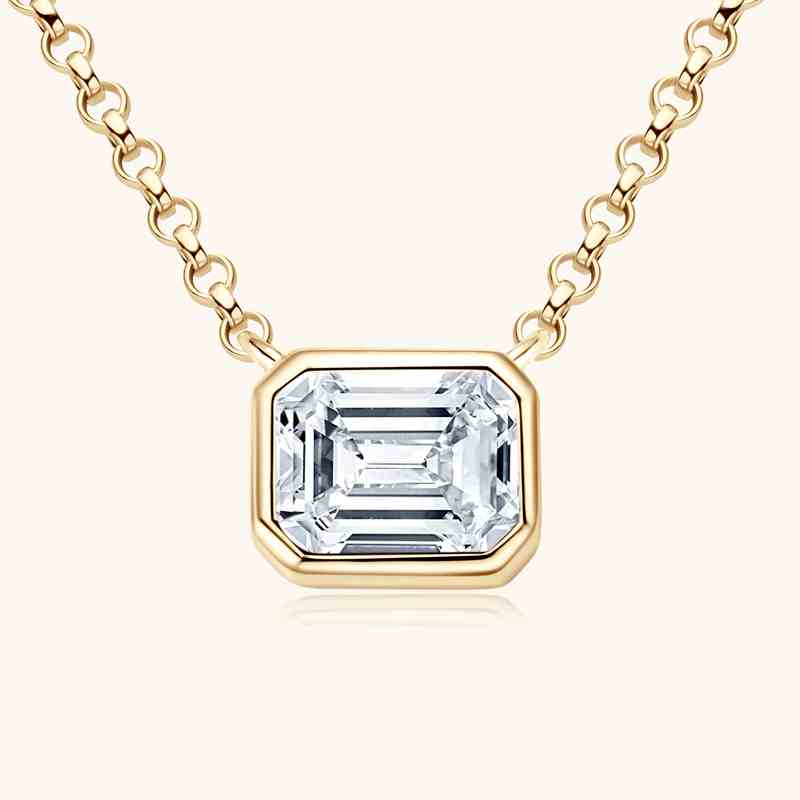 Jzora handmade 1ct emerald cut classy Moissanite sterling silver necklace