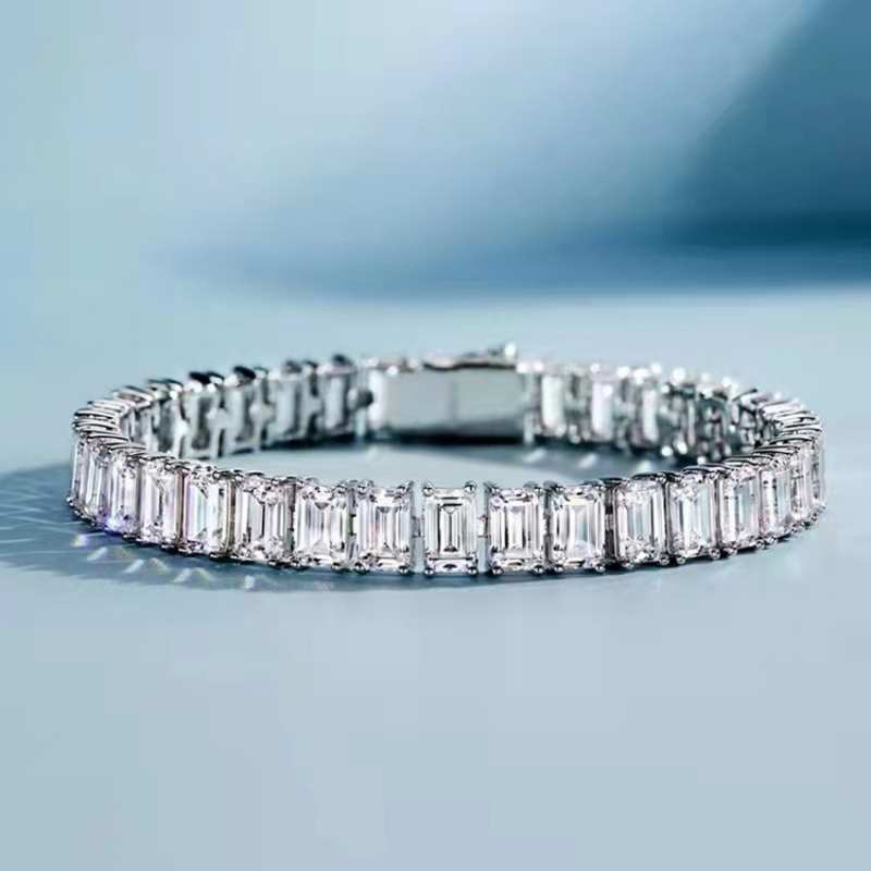 Jzora handmade emerald cut multi stone tennis bracelet