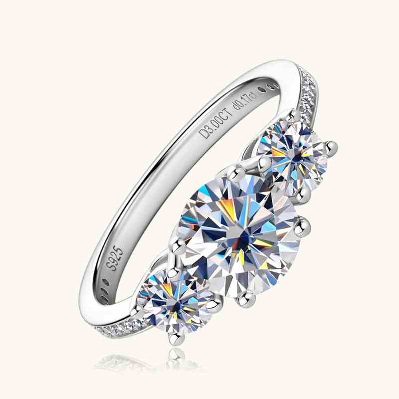 Jzora handmade 3ct round cut Moissanite dazzling sterling silver wedding engagement ring