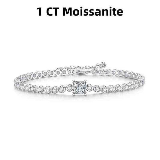 Jzora handmade 1ct princess cut vintage sterling silver moissanite tennis bracelet