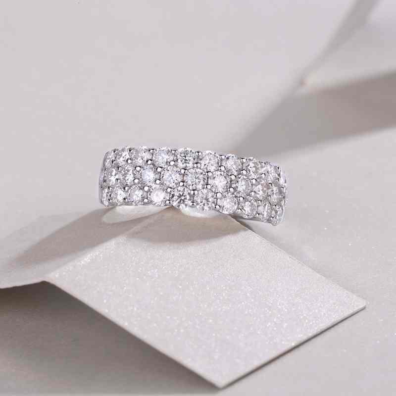 Jzora handmade round cut Moissanite sterling silver wedding women's band