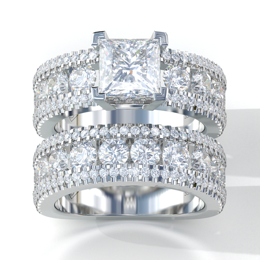 Jzora princess cut created diamond sterling silver vintage bridal set
