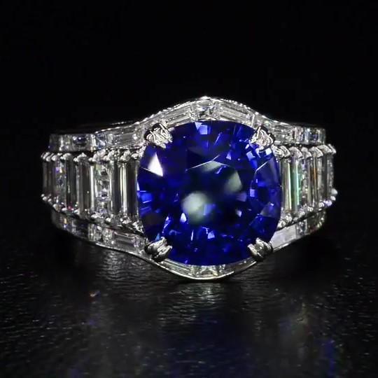 Jzora cushion cut sapphire diamond sterling silver vintage engagement ring