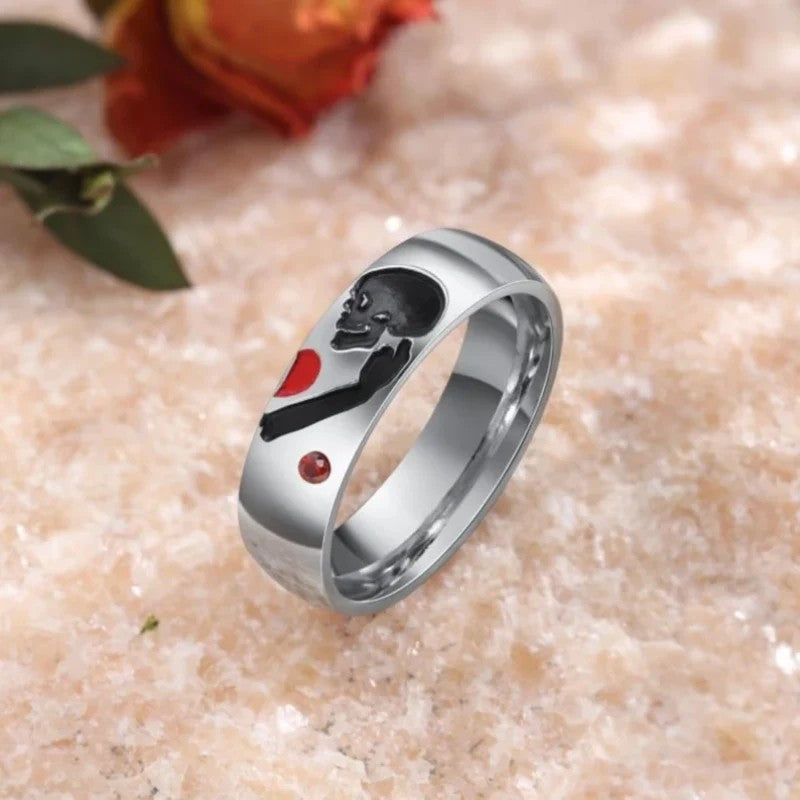 Jzora Handmade Personalized Skull Sterling Silver Anniversary Couple Rings Set