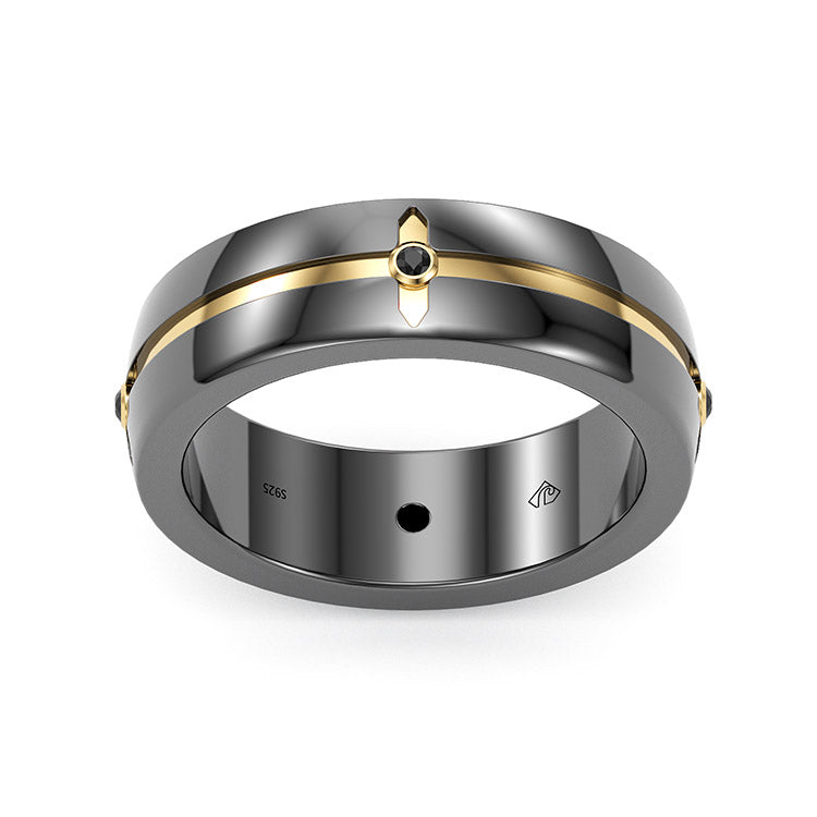 Jzora Round Diamond Classic Sterling Silver  MEN'S Wedding Ring Men's Band