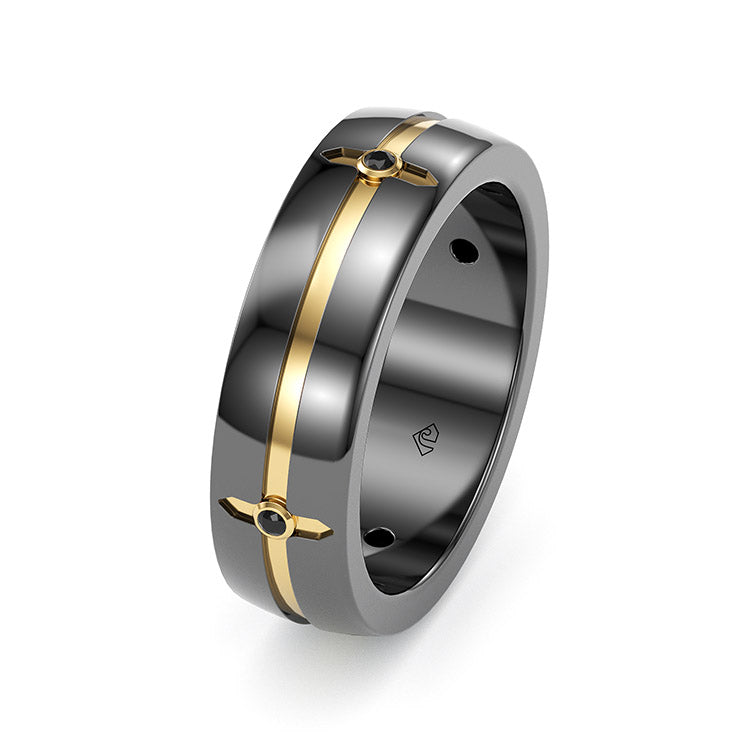 Jzora Round Diamond Classic Sterling Silver  MEN'S Wedding Ring Men's Band