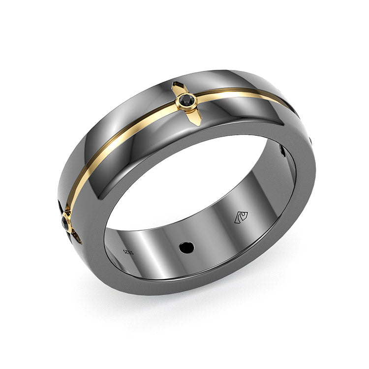 Jzora Round Diamond Classic Sterling Silver  MEN'S Wedding Ring Men's Band