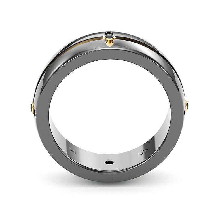 Jzora Round Diamond Classic Sterling Silver  MEN'S Wedding Ring Men's Band