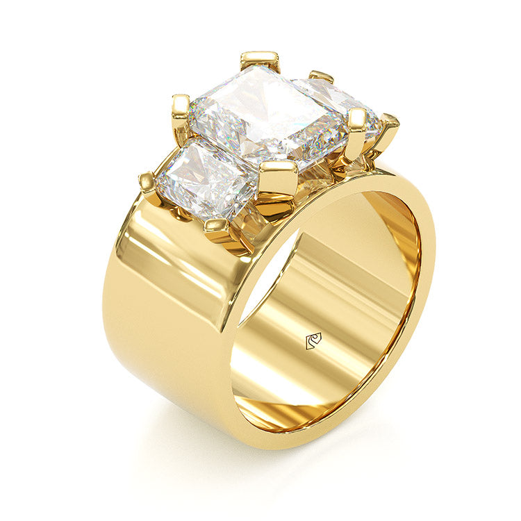 Jzora handmade three stone radiant cut diamond wedding sterling silver wedding ring