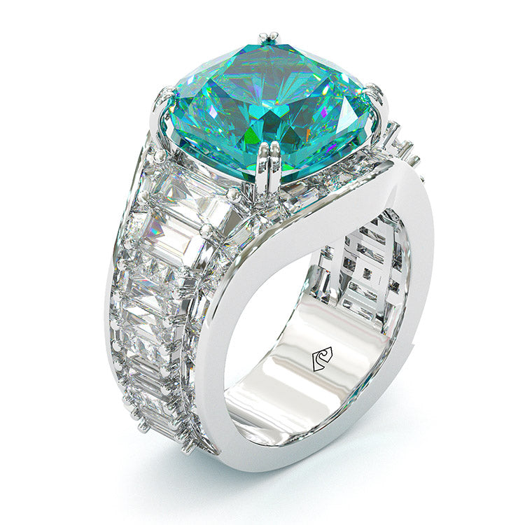 Jzora cushion cut aquamarine diamond sterling silver vintage engagement ring