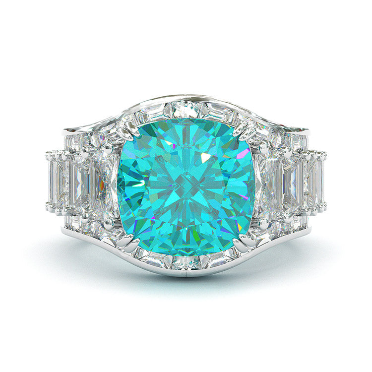 Jzora handmade cushion cut sterling silver vintage engagement ring