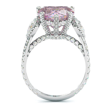 Jzora handmade vintage heart cut three stone created diamond sterling silver wedding ring