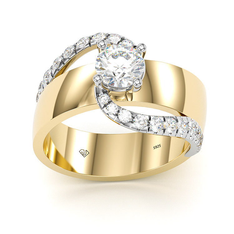 Jzora handmade classic round cut sterling silver engagement ring wedding ring