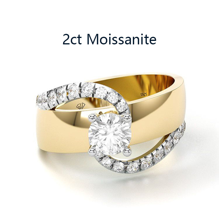 Jzora handmade round cut Moissanite handmade classic anniversary ring wedding ring