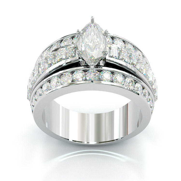 Jzora handmade marquise cut sterling silver anniversary ring wedding ring