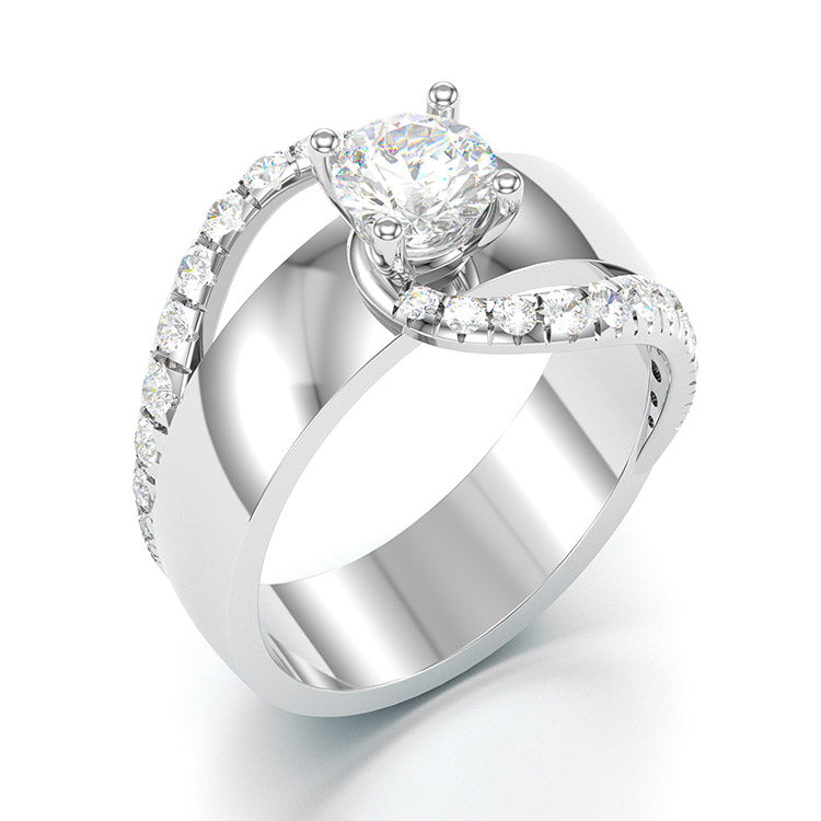 Jzora handmade round cut Moissanite handmade classic anniversary ring wedding ring