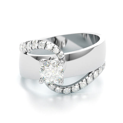 Jzora handmade classic round cut sterling silver engagement ring wedding ring