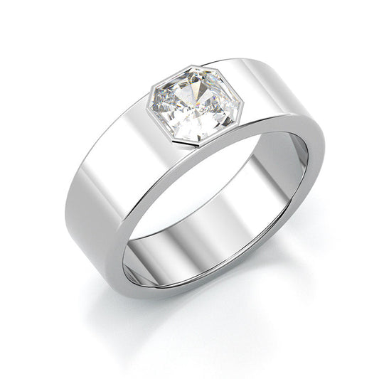 Jzora handmade asscher cut 1.75 ct diamond classic sterling silver men's band