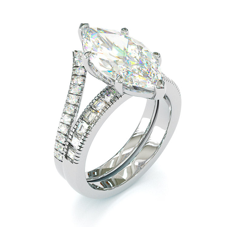Jzora handmade marquise cut sterling silver vintage wedding ring engagement ring