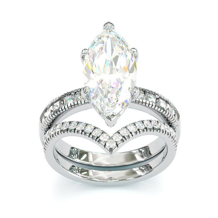 Jzora handmade marquise cut sterling silver vintage wedding ring engagement ring