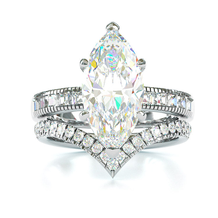 Jzora handmade marquise cut sterling silver vintage wedding ring engagement ring