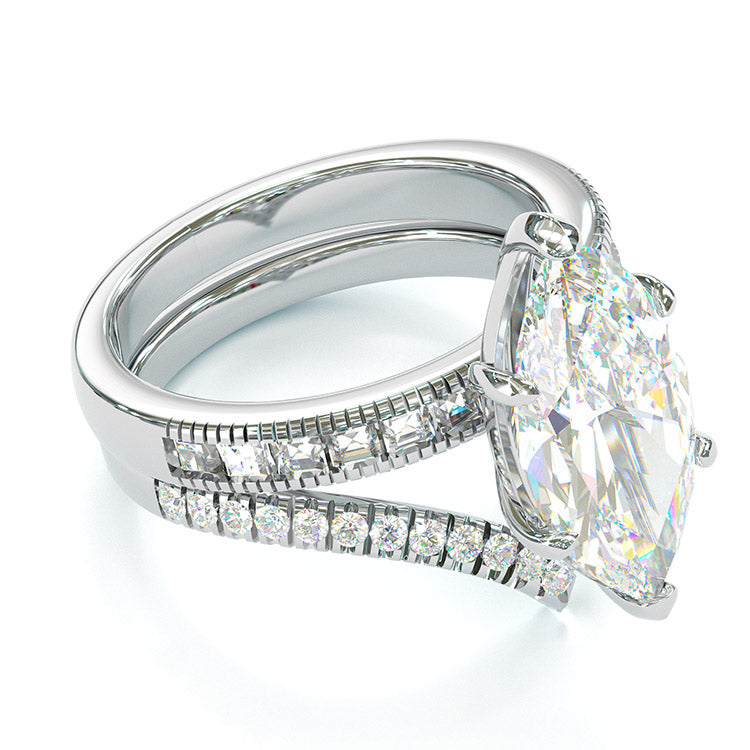 Jzora handmade marquise cut sterling silver vintage wedding ring engagement ring