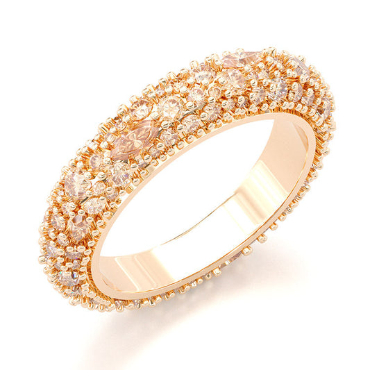 Jzora handmade vintage created diamond sterling silver rose gold plated women's band