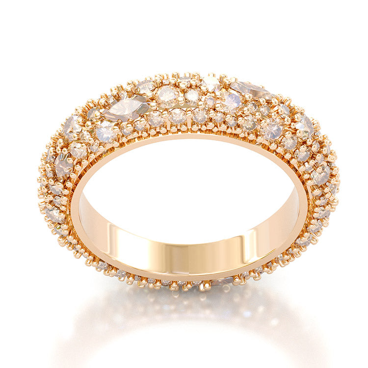 Jzora handmade vintage created diamond sterling silver rose gold plated women's band