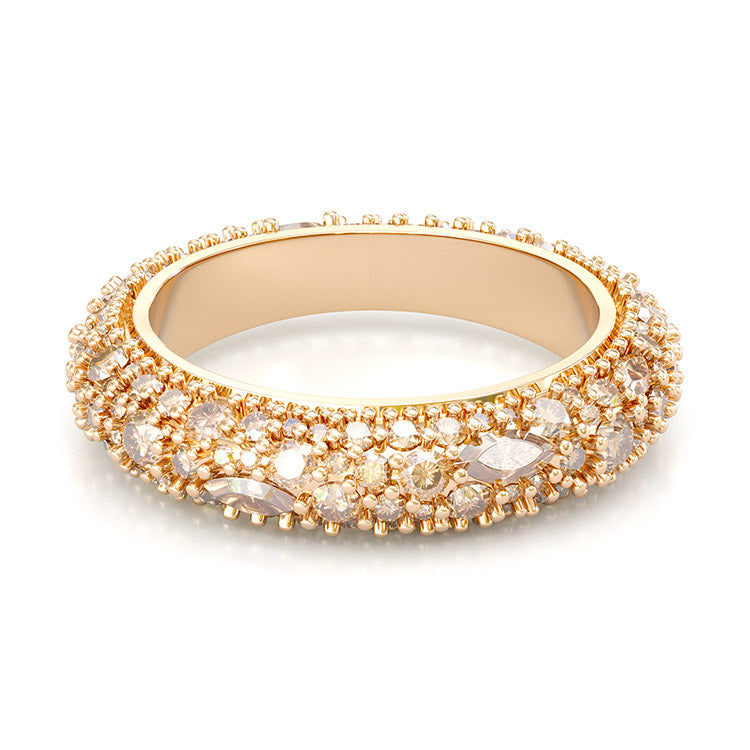 Jzora handmade vintage created diamond sterling silver rose gold plated women's band
