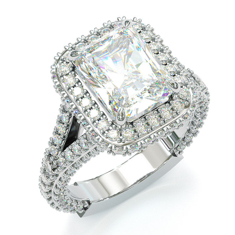 Jzora handmade classic radiant cut created diamond sterling silver wedding ring engagement ring
