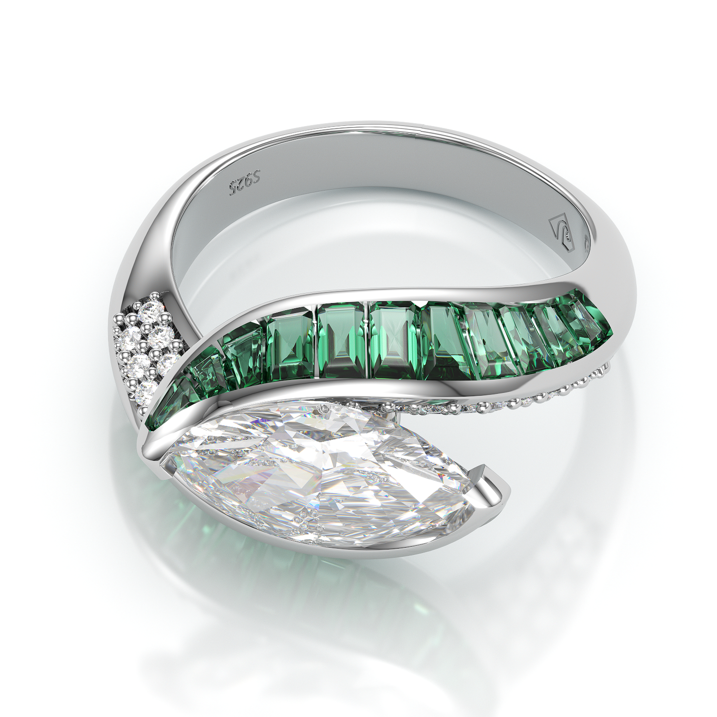 Jzora handmade may birthstone brilliant sterling silver engagement ring