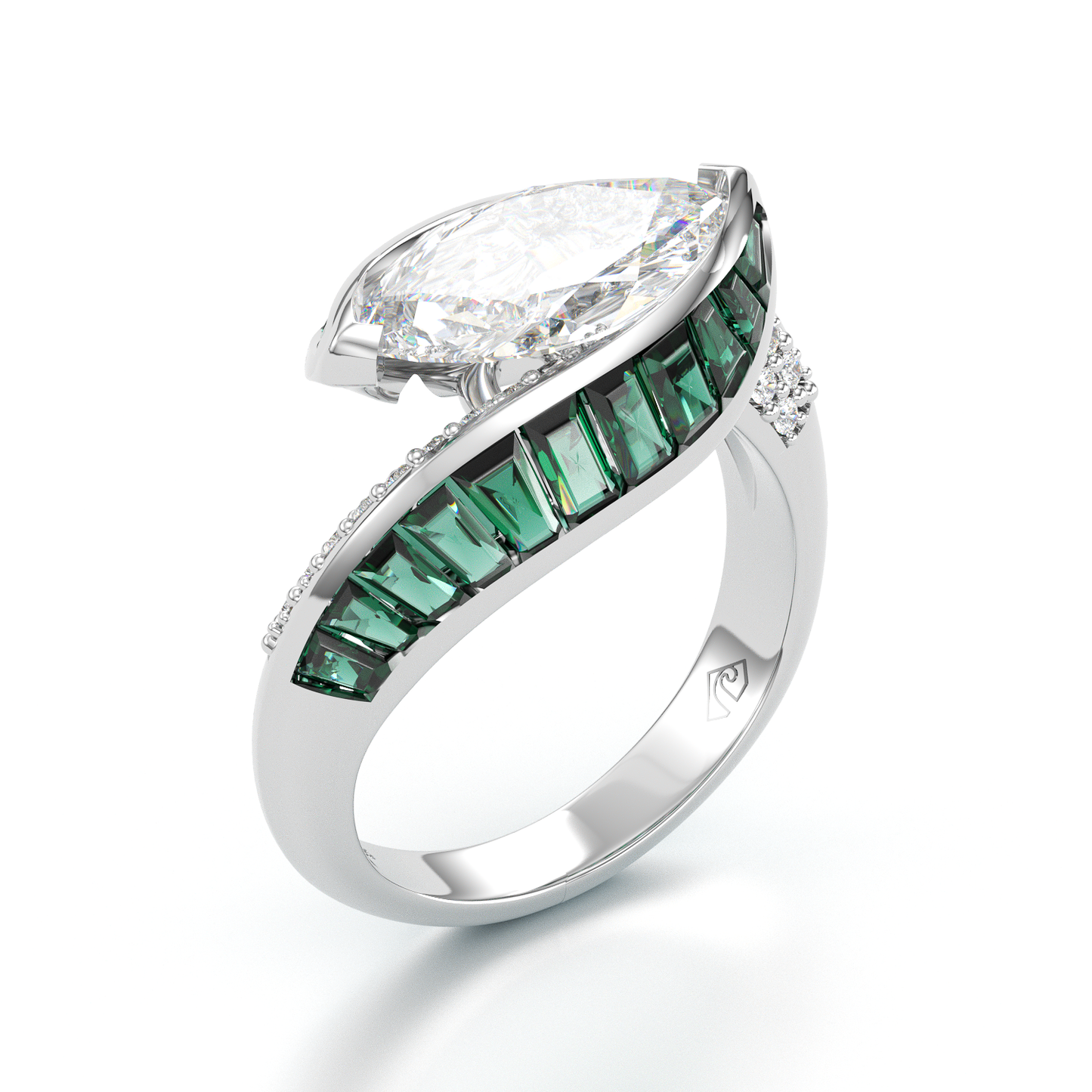 Jzora handmade may birthstone brilliant sterling silver engagement ring