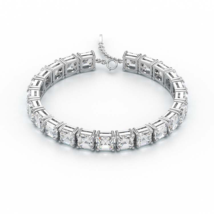 Jzora handmade Asscher Cut Diamond Vintage Tennis Sterling Silver Bracelet