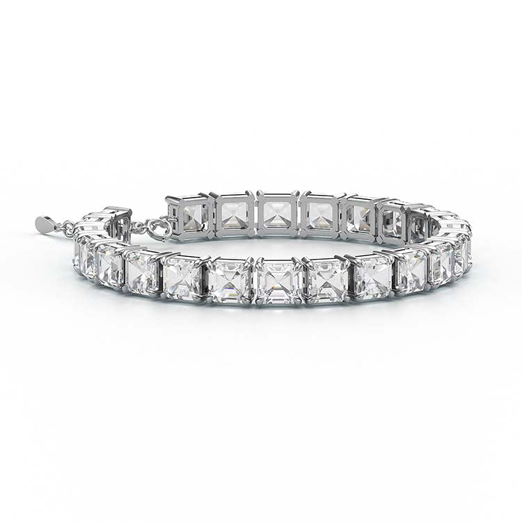 Jzora handmade Asscher Cut Diamond Vintage Tennis Sterling Silver Bracelet