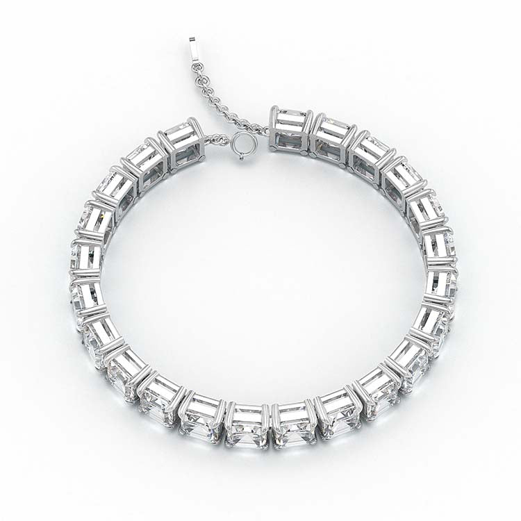 Jzora handmade Asscher Cut Diamond Vintage Tennis Sterling Silver Bracelet