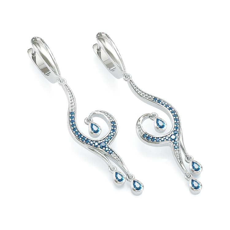 Jzora Handmade Stylish Sapphire Sterling Silver Earrings